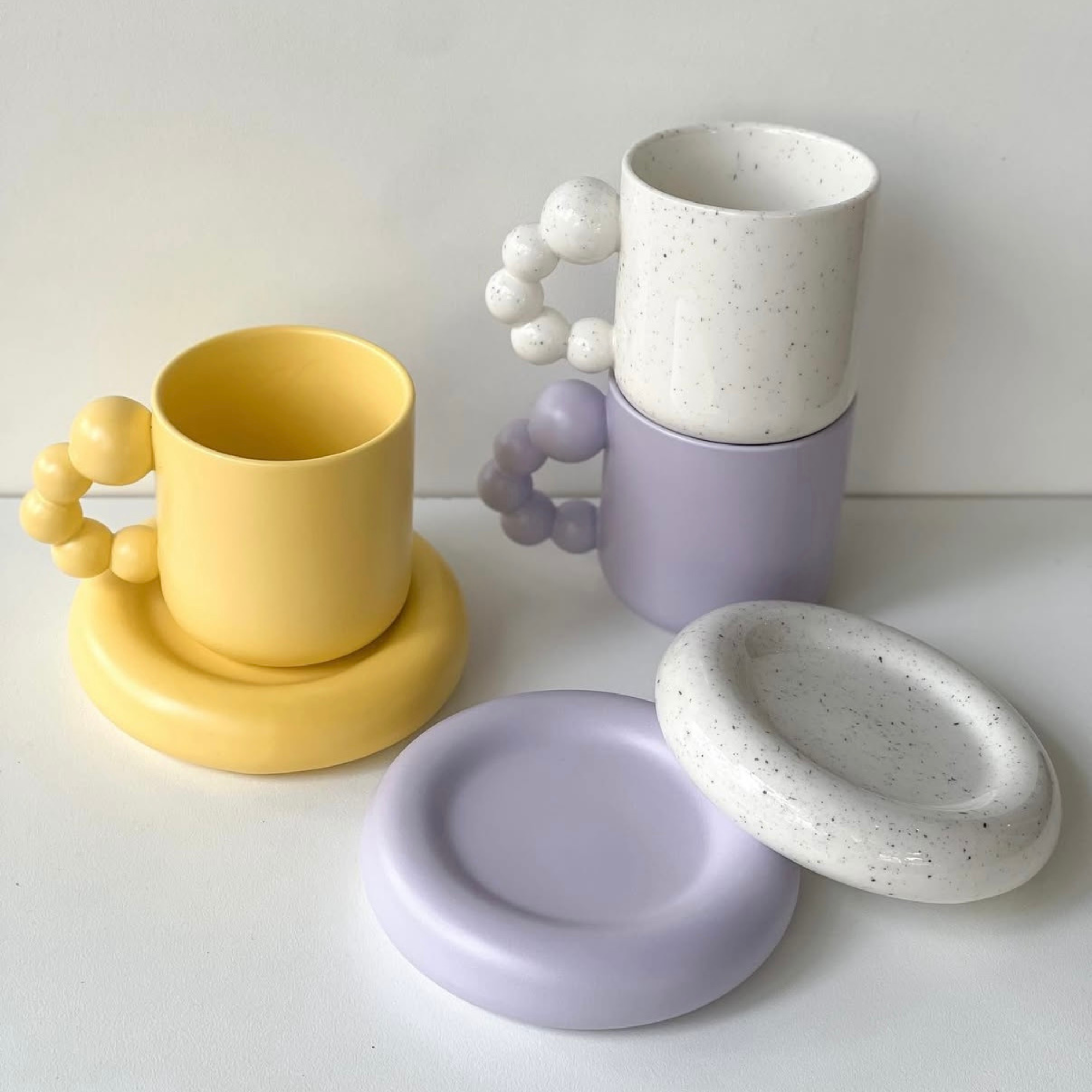 Ceramic Mug Set Bulle - Ink Splashed Pearl Handle