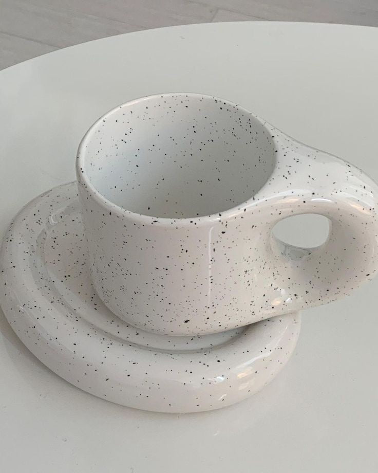 Ceramic Chubby Mug Set "Drapeau" Ink Splashed