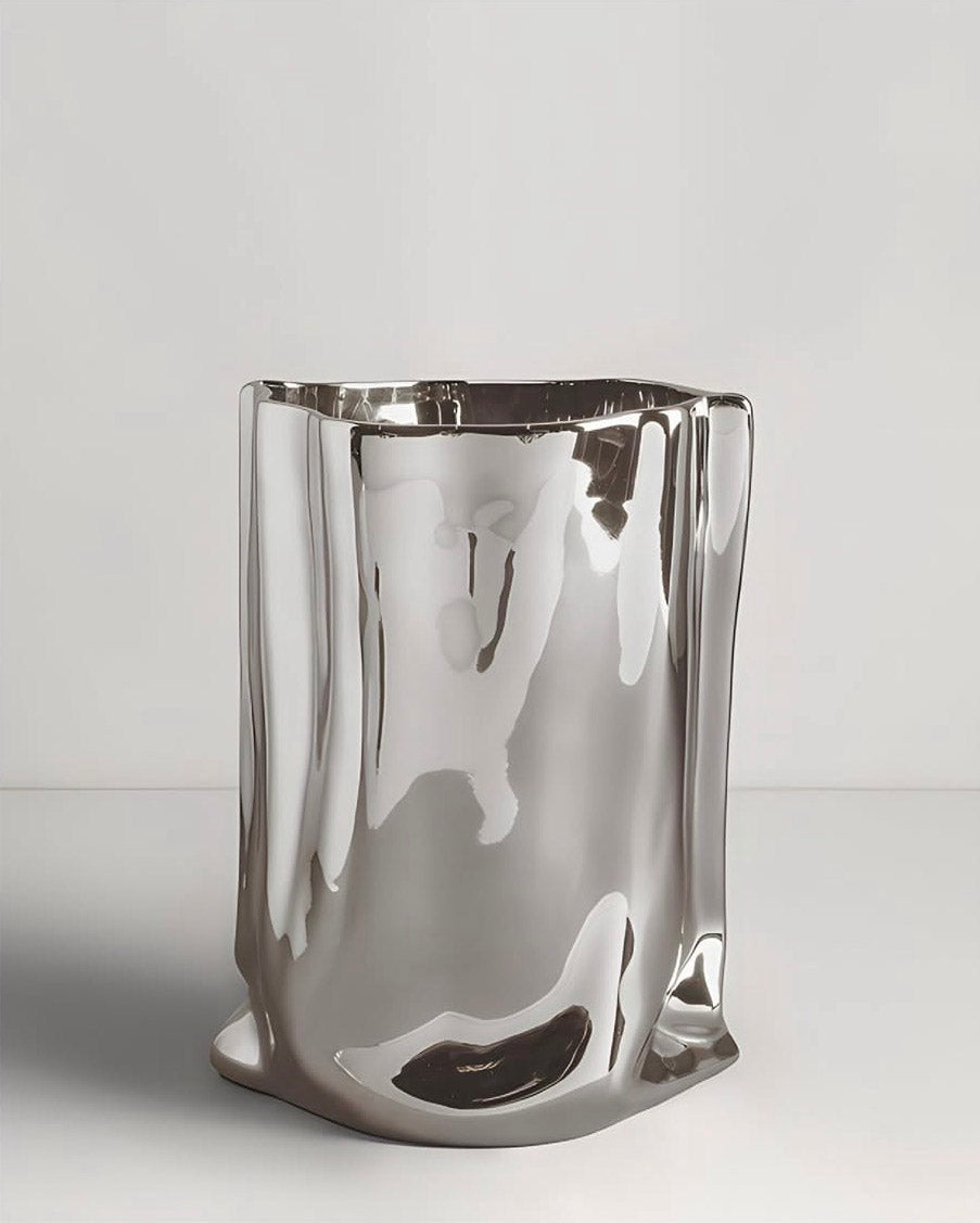 Silver vase on a white background