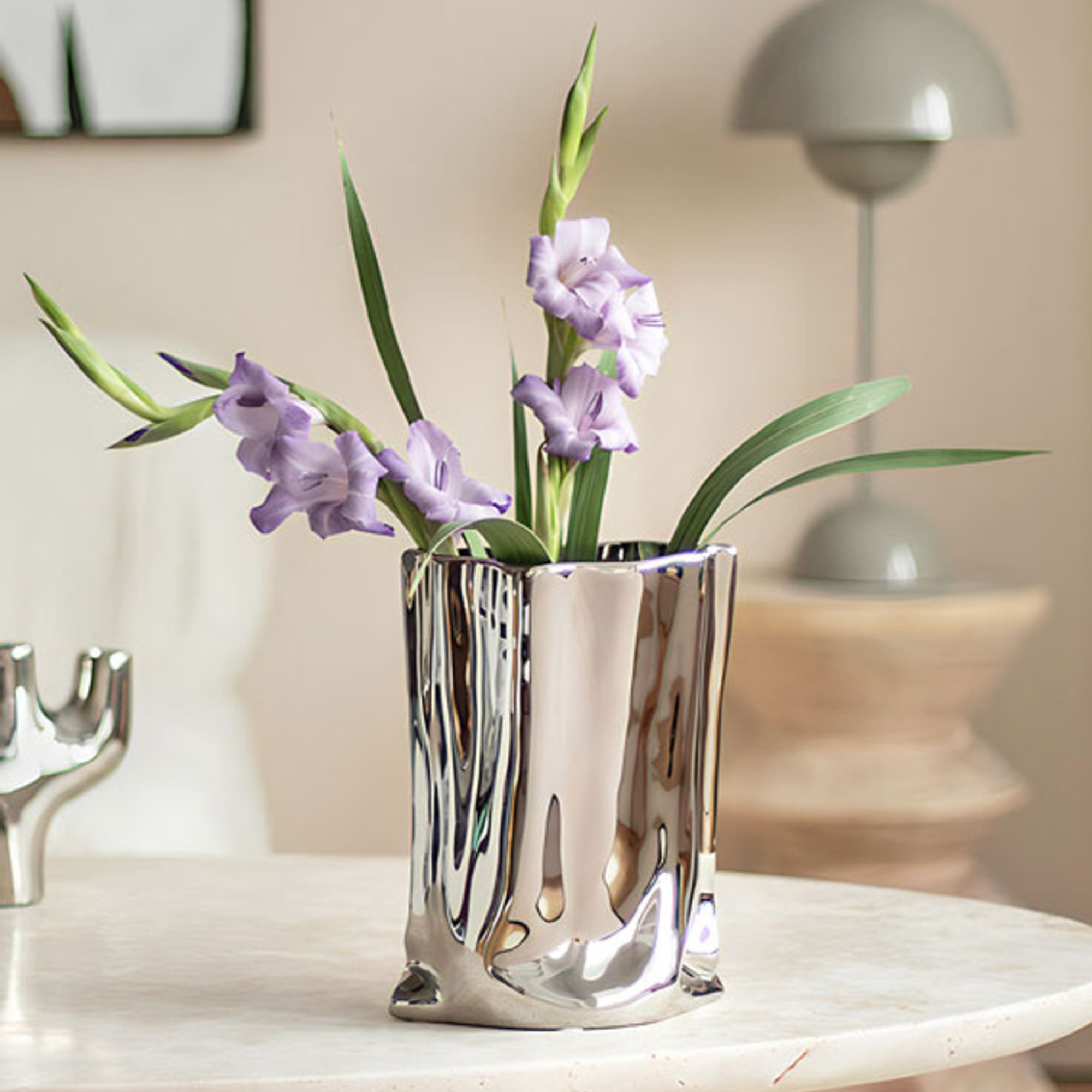 Paper Bag Ceramic Vase - Silver "Le Papier"