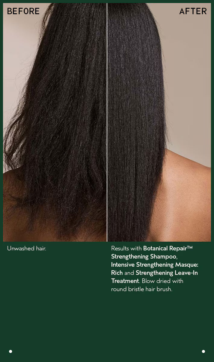 Before and after comparison of hair treatment with Botanical Repair products.