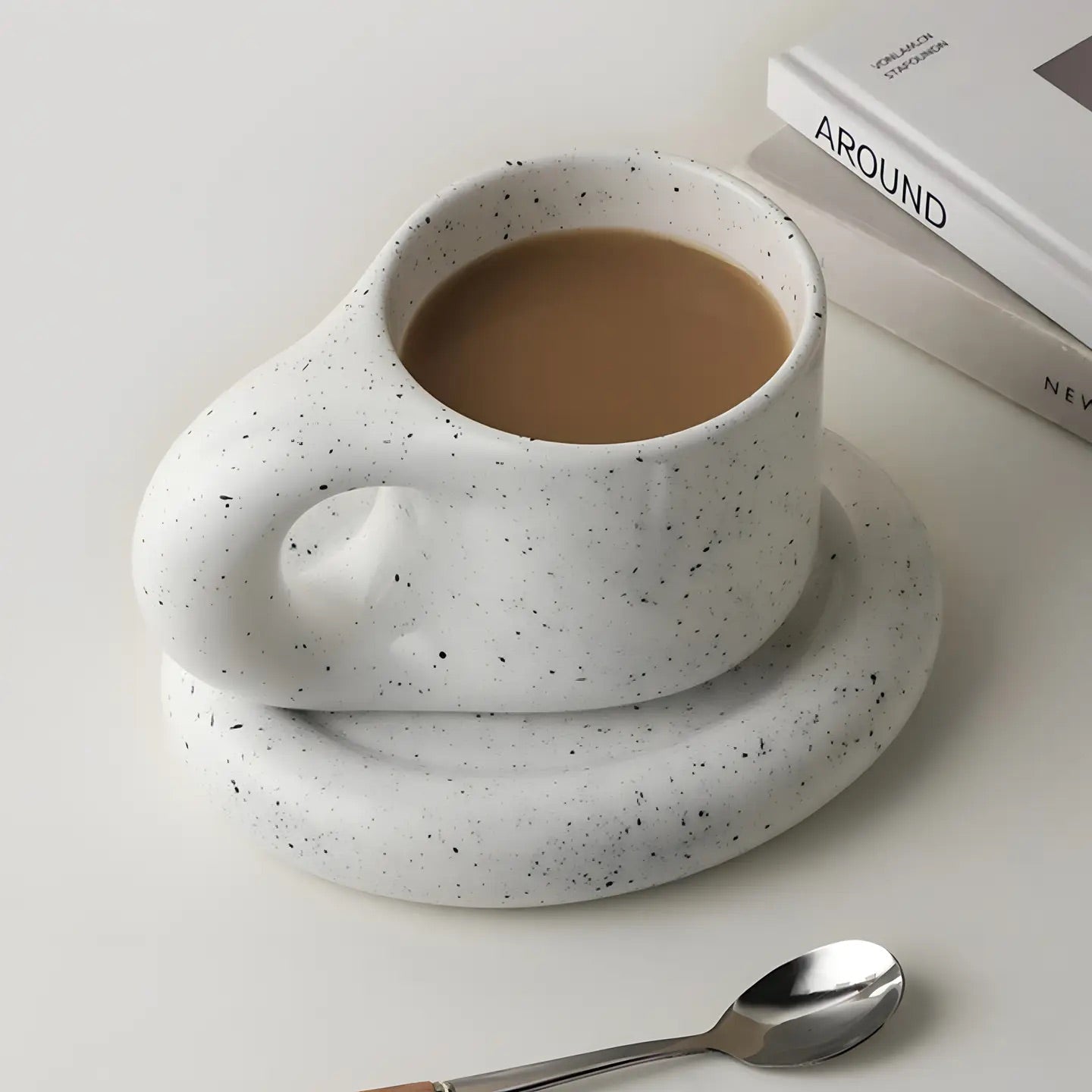 Ceramic Chubby Mug Set "Drapeau" Ink Splashed