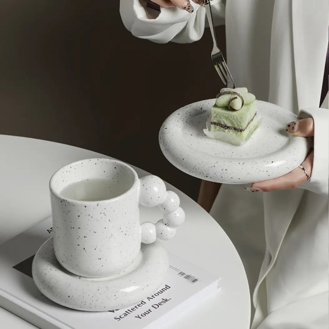 Ceramic Mug Set Bulle - Ink Splashed Pearl Handle