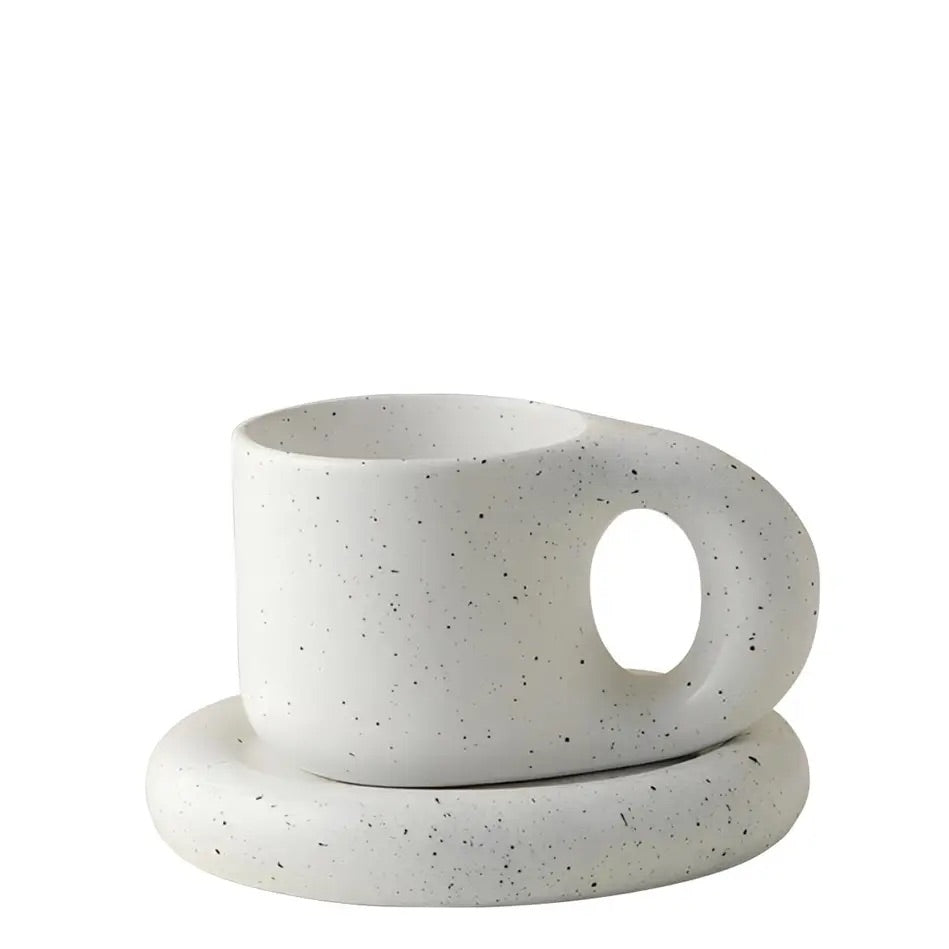 Ceramic Chubby Mug Set "Drapeau" Ink Splashed