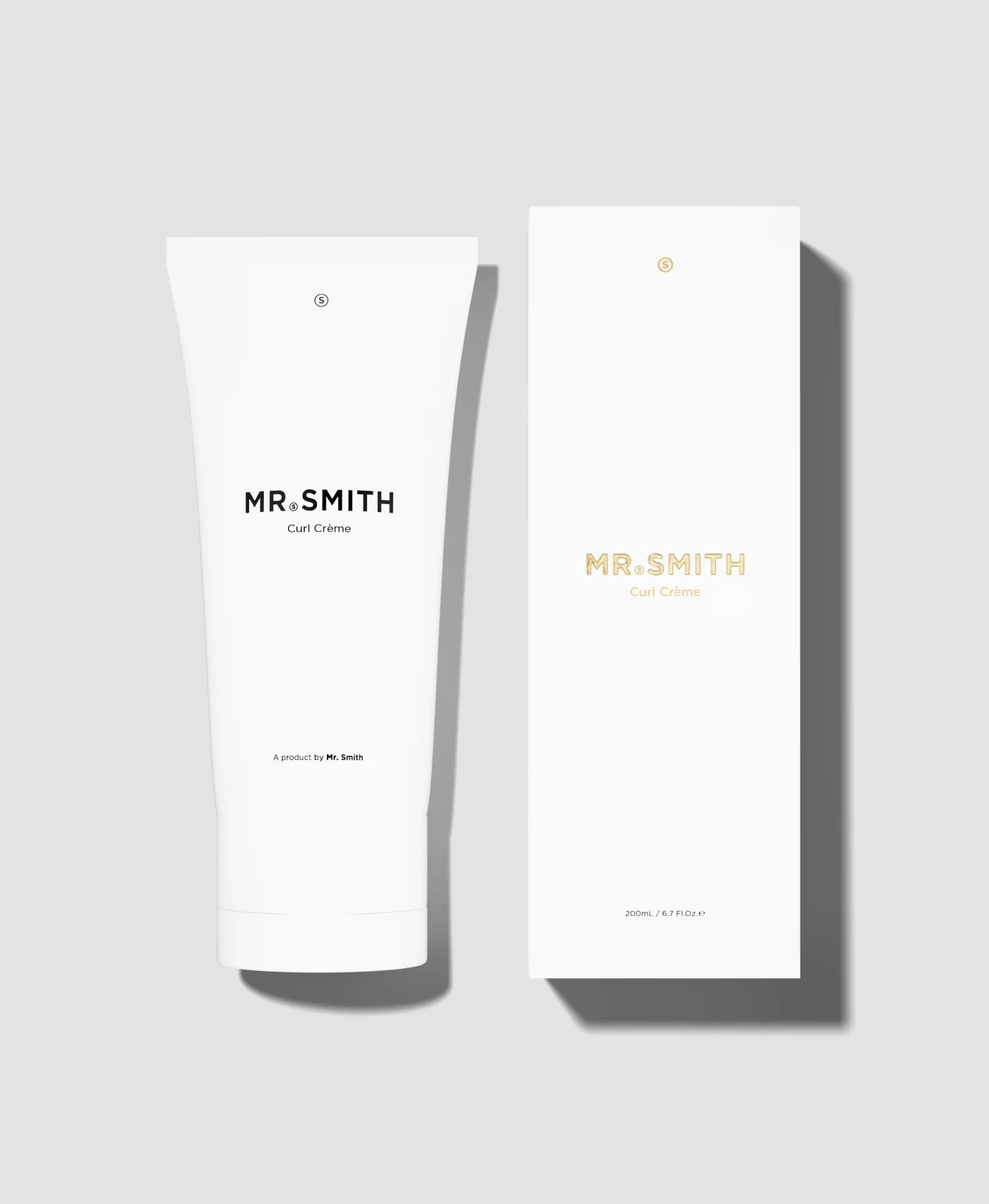 Two white containers labeled 'MR. SMITH' on a light gray background