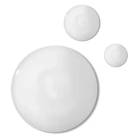Three white spheres of different sizes on a white background
