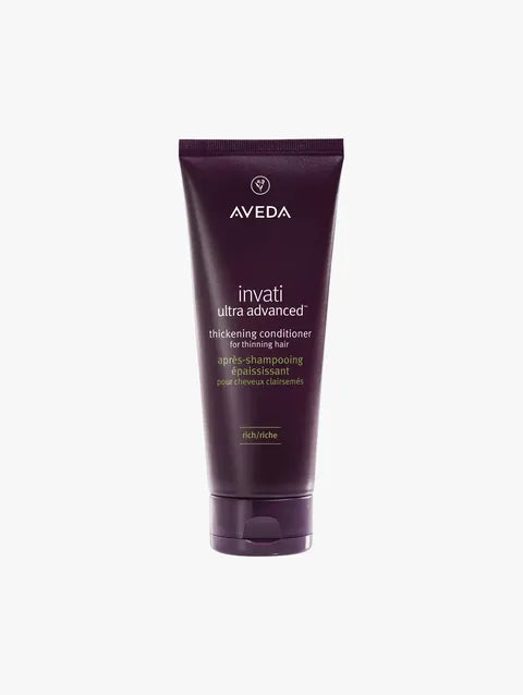 A tube of Aveda Invati Ultra Advanced Thickening Conditioner for fine hair, shown against a plain white background.