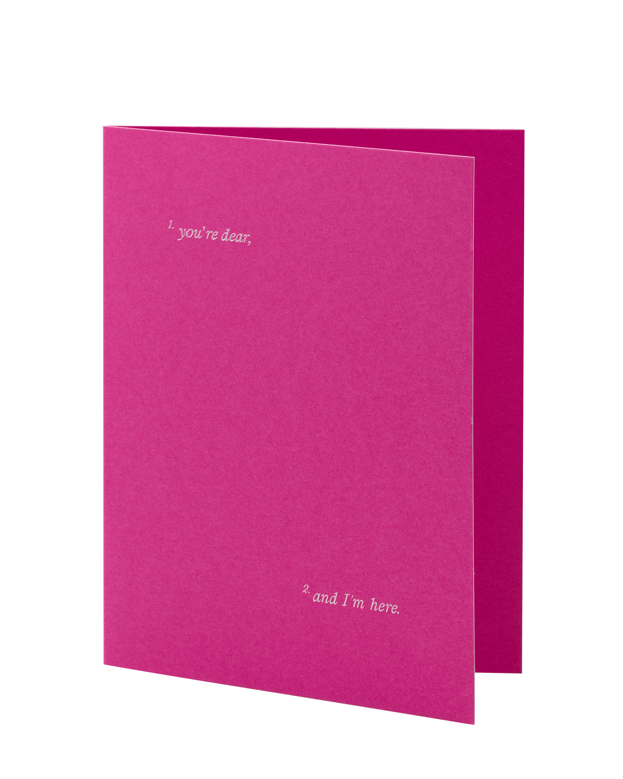 Pink card with text on a white background