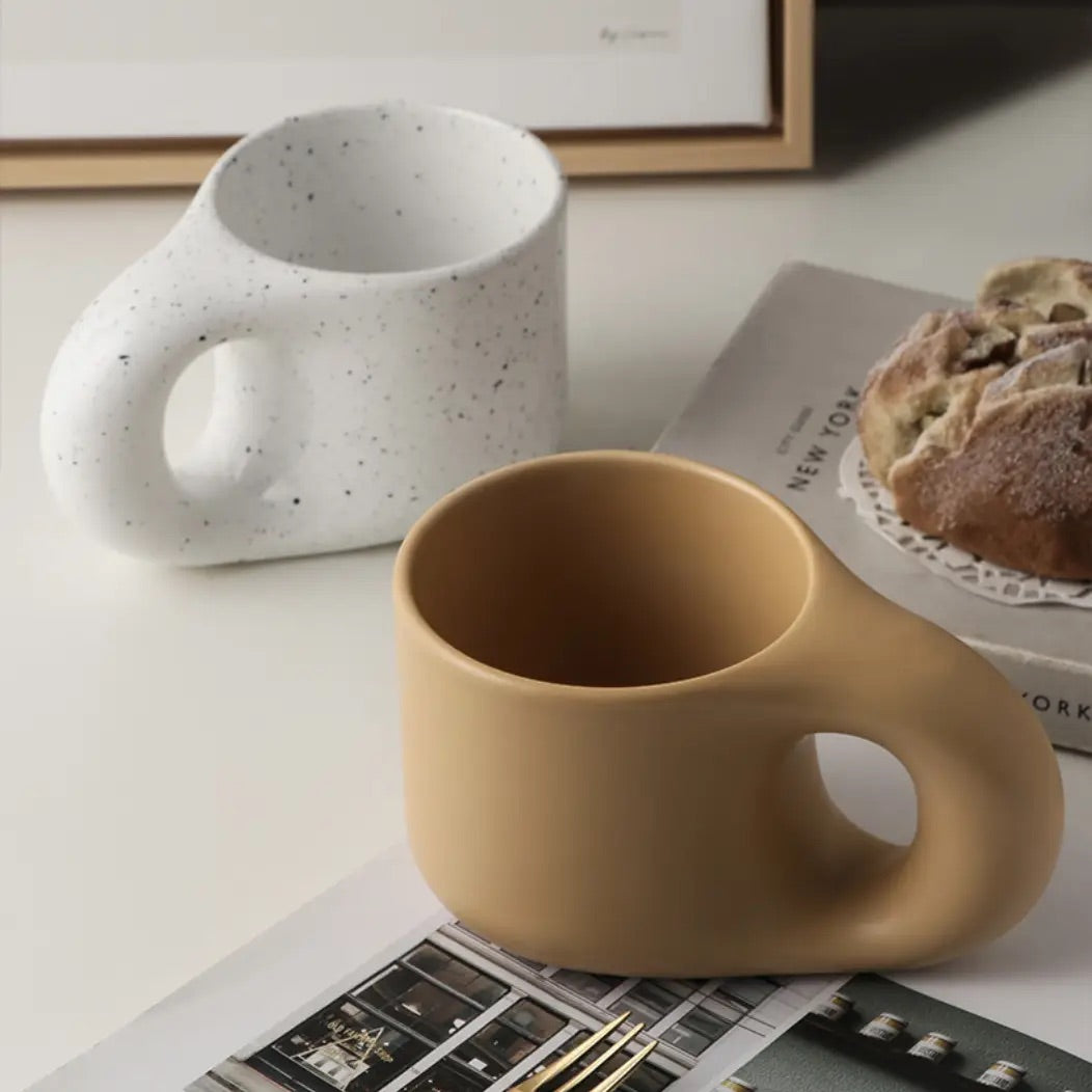 Ceramic Chubby Mug Set "Drapeau" Ink Splashed