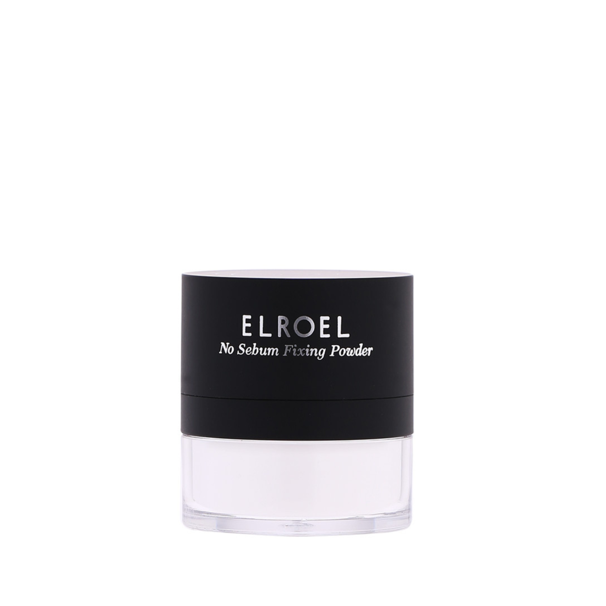ELROEL No Sebum Fixing Powder with a built-in cushion applicator, designed to set makeup and absorb excess oil.