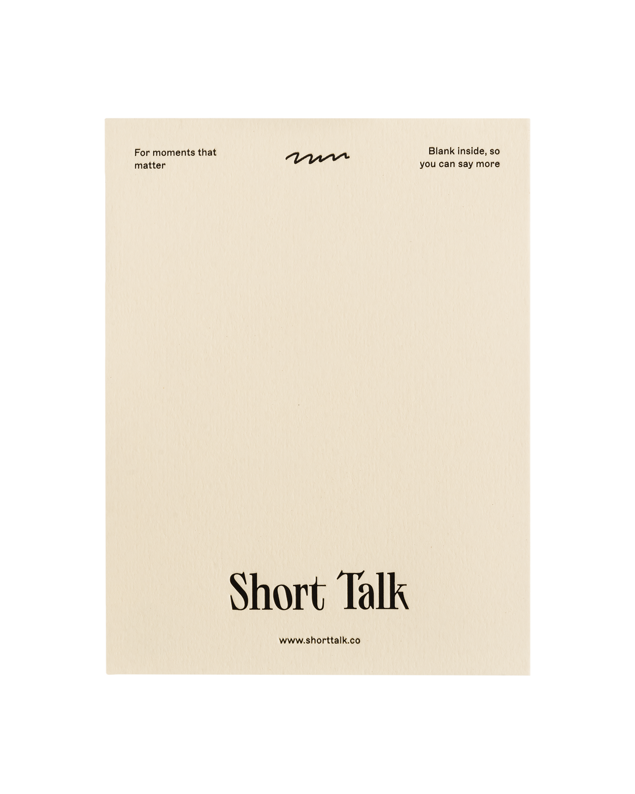 Beige notebook with 'Short Talk' branding and text on a white background